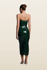 Killa dress in Viper Patent — model back