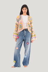 Knit Flower Jeans — model front