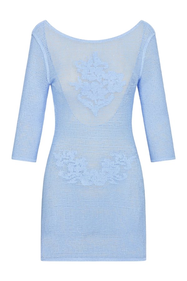 Le Jardin Crochet Mini Dress - Blue Jay — packshot