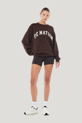 Legacy Knit Crew In Coffee — model side