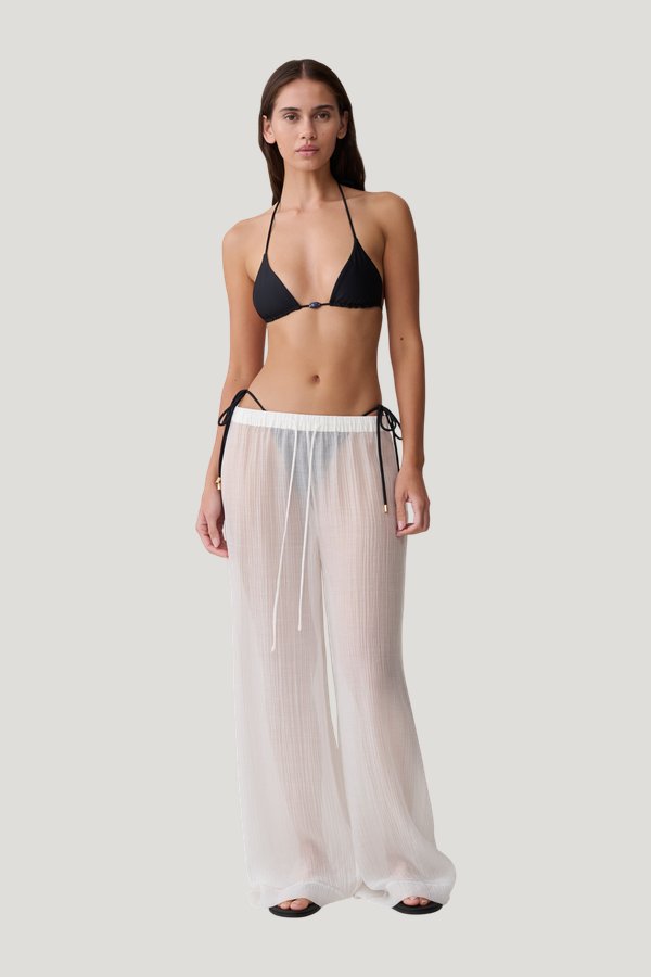 Leilani Sheer Drawstring Wide Leg Pants — model front