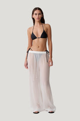 Leilani Sheer Drawstring Wide Leg Pants — model front