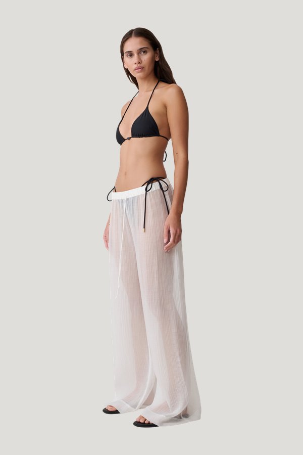 Leilani Sheer Drawstring Wide Leg Pants — model side