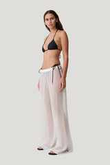 Leilani Sheer Drawstring Wide Leg Pants — model side