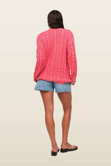 Lightweight Cable Sweater | Cayenne — model back