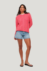 Lightweight Cable Sweater | Cayenne — model front