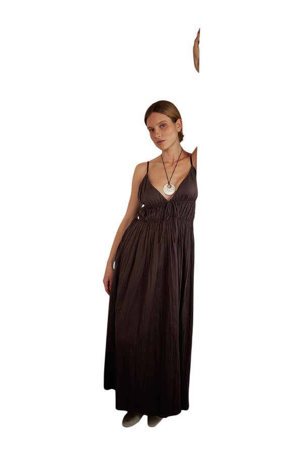Linen Blend Crinkle Volume Strap Dress — packshot