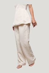 Linen Mix Tie Waist Trousers — model side