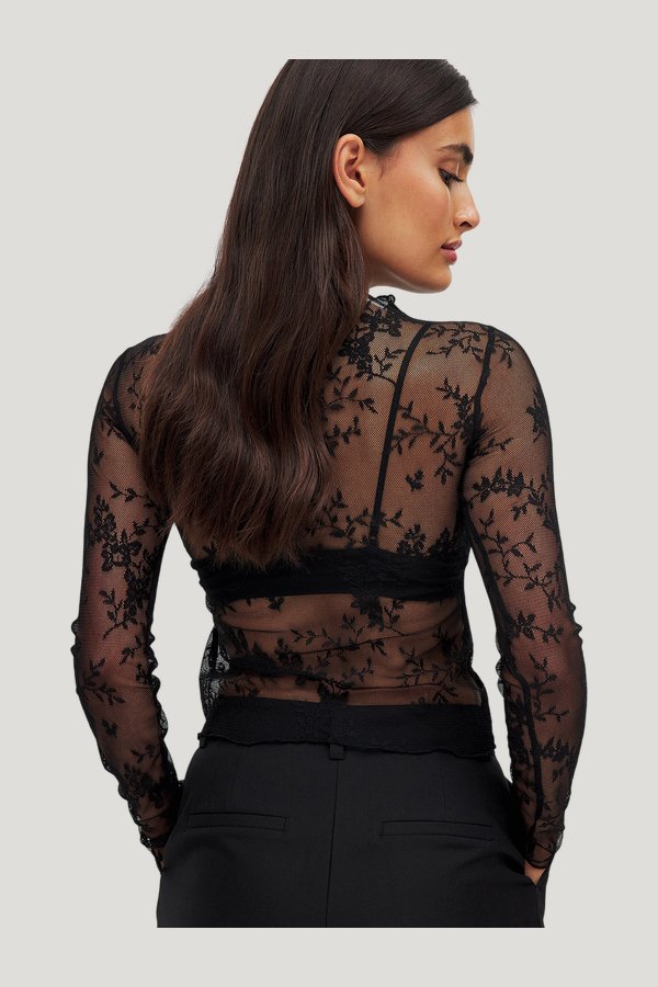 Long Sleeve Lace Top — model side