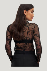 Long Sleeve Lace Top — model side