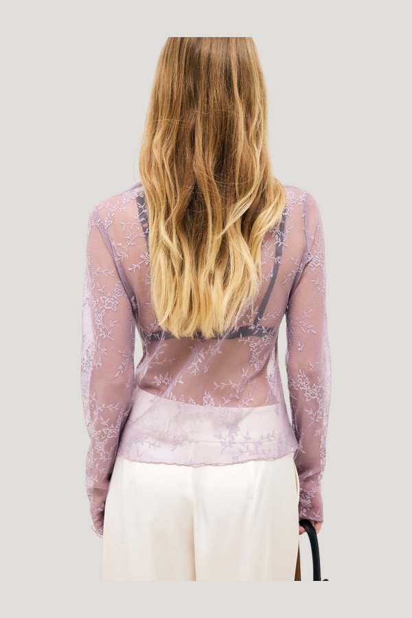 Long Sleeve Lace Top — model front