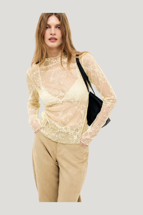Long Sleeve Lace Top — model side