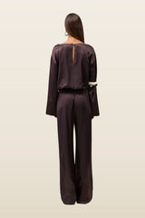 Long Sleeve Silk Jumpsuit — model back