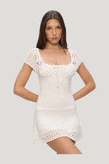 Lover Crochet Knit Mini Dress — model side
