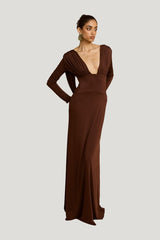 Lucia Dress Cacao — model side
