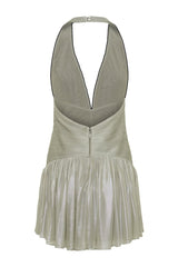 Lucille Halter Pleated Mini Dress - Silver — packshot