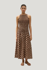 Luisa Midi Dress Cioccolato Dot — model front