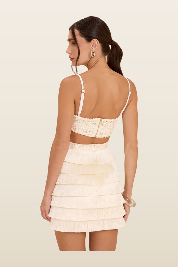 Lya Fringe Mini Dress — model back