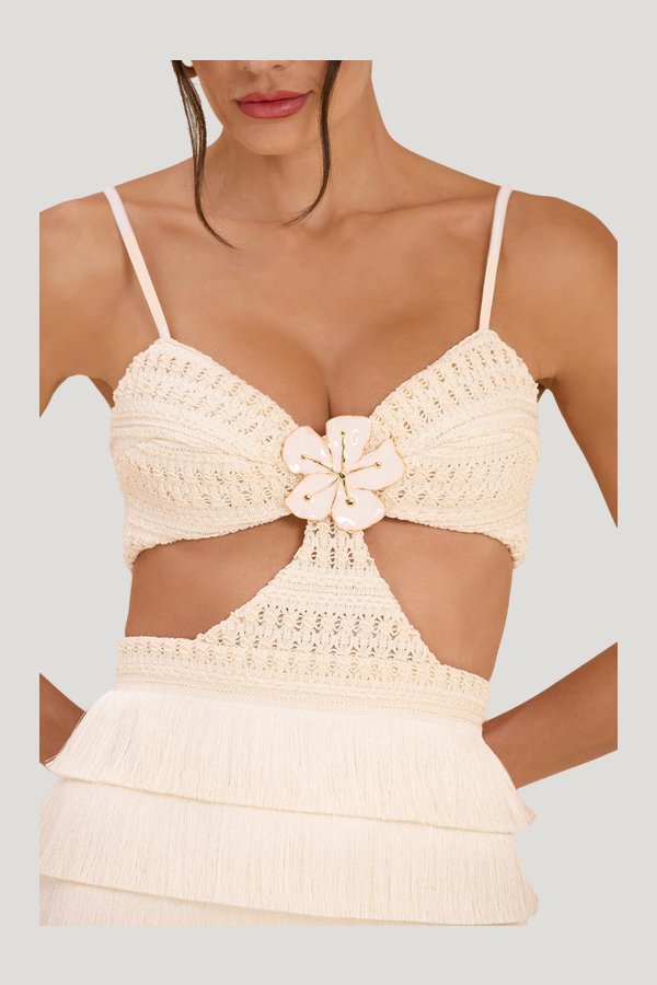 Lya Fringe Mini Dress — model side