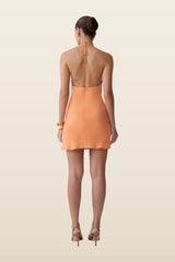 Maggie Cupro Halter Mini Dress — model back