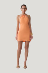 Maggie Cupro Halter Mini Dress — model front