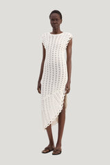MALENA Ruffled crochet dress — model front