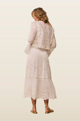 Mallow Cotton Bandana Eyelet Midi Skirt — model back