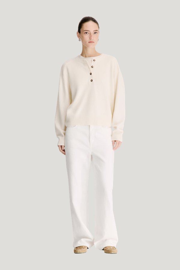 MALO Oversized henley sweater — model front