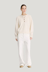 MALO Oversized henley sweater — model front