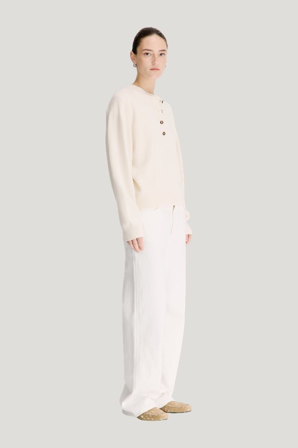 MALO Oversized henley sweater — model side
