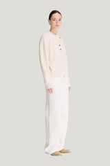 MALO Oversized henley sweater — model side