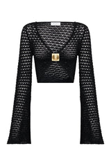 Mania Crochet Long Sleeve Cropped Top — packshot