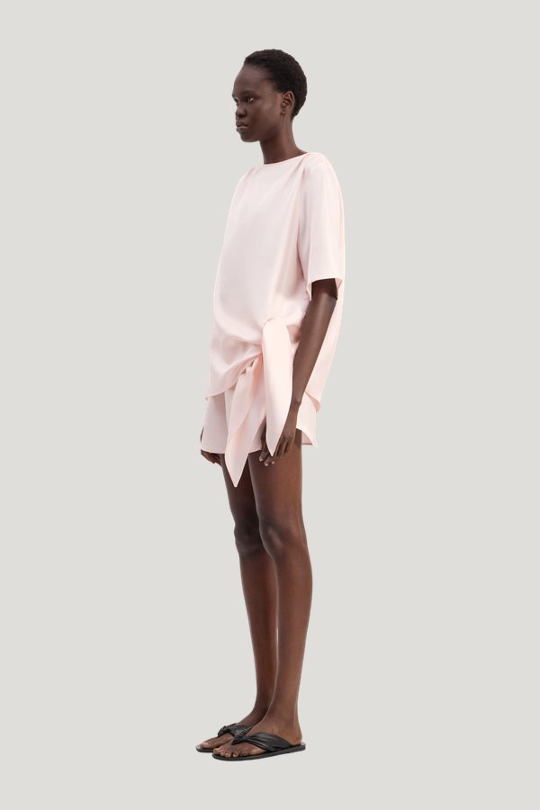 MANO Asymmetric silk top — model side