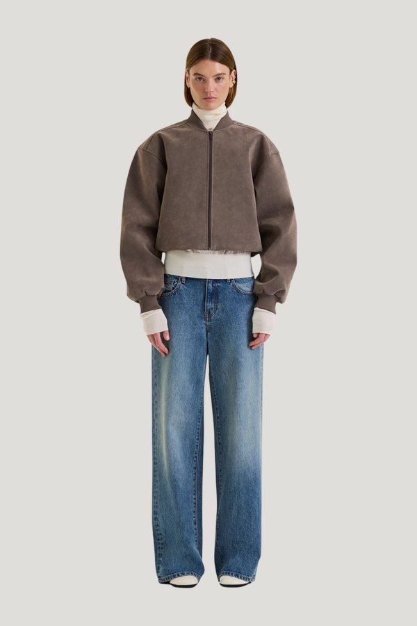 Mara Bomber - Suede Effect — model front
