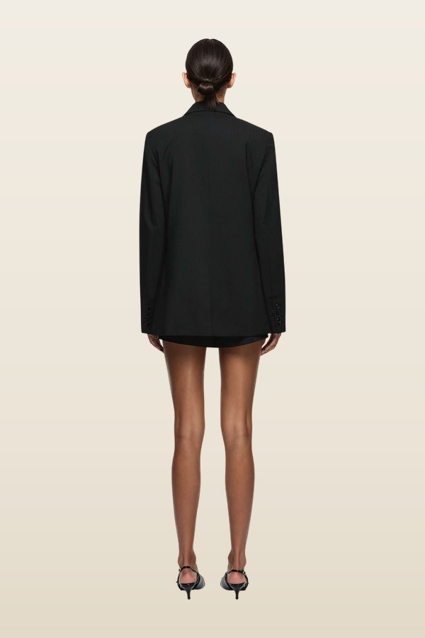 Marcelli Blazer - Black/White Pinstripe — model back