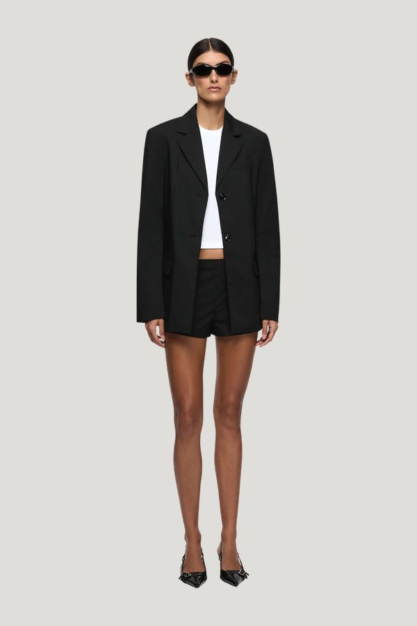 Marcelli Blazer - Black/White Pinstripe — model front