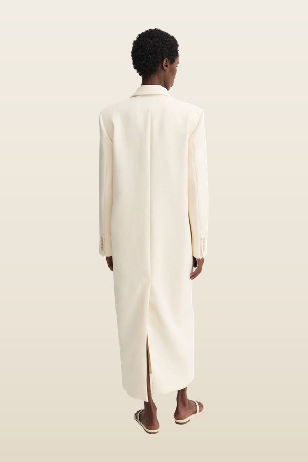 Margot Long Tailored Blazer, vanilla — model back