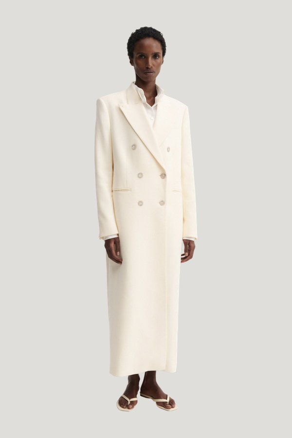 Margot Long Tailored Blazer, vanilla — model front