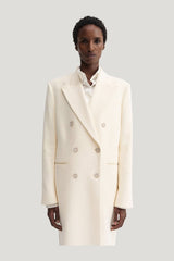 Margot Long Tailored Blazer, vanilla — model side