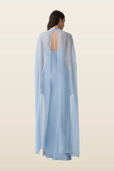 Martinne Chiffon Cape Maxi Dress - Arctic — model back
