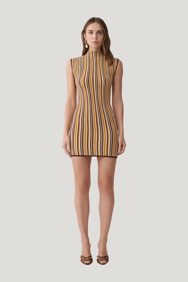 Meggie Striped Sleeveless Mini Dress — model front