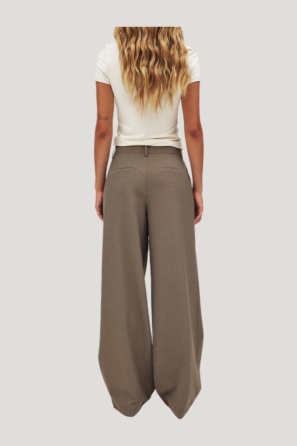 Wide Mid Waist Pants — model front