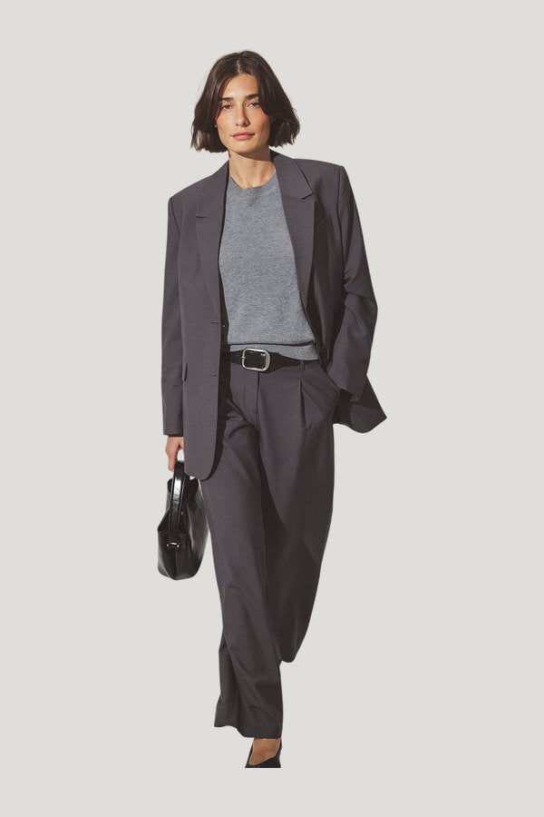 Wide Mid Waist Pants — model front