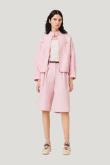 Linen blend bomber jacket — model front