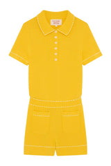 Knit playsuit with polo collar — packshot