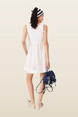 Short dress with lace trim — model back