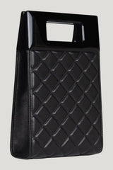 Micro Bella In Black Quilted Leather — model front