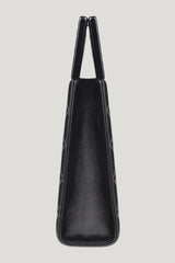 Micro Bella In Black Quilted Leather — model side