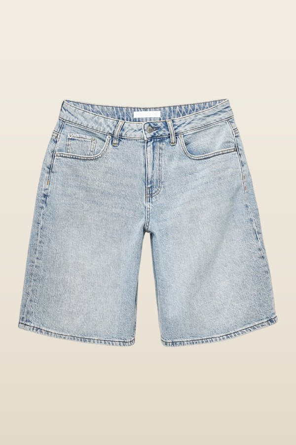 Mid Waist Loose Denim Shorts — model back