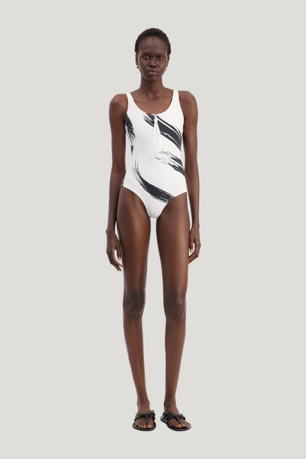 MINEA Printed zipped swimsuit — model front